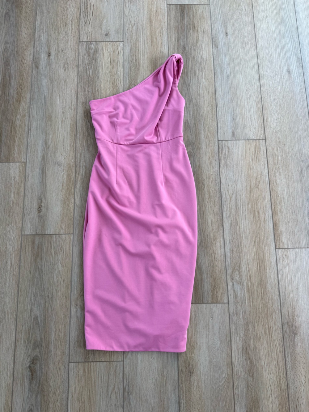 Hello Molly One-Shoulder Pink Midi Dress